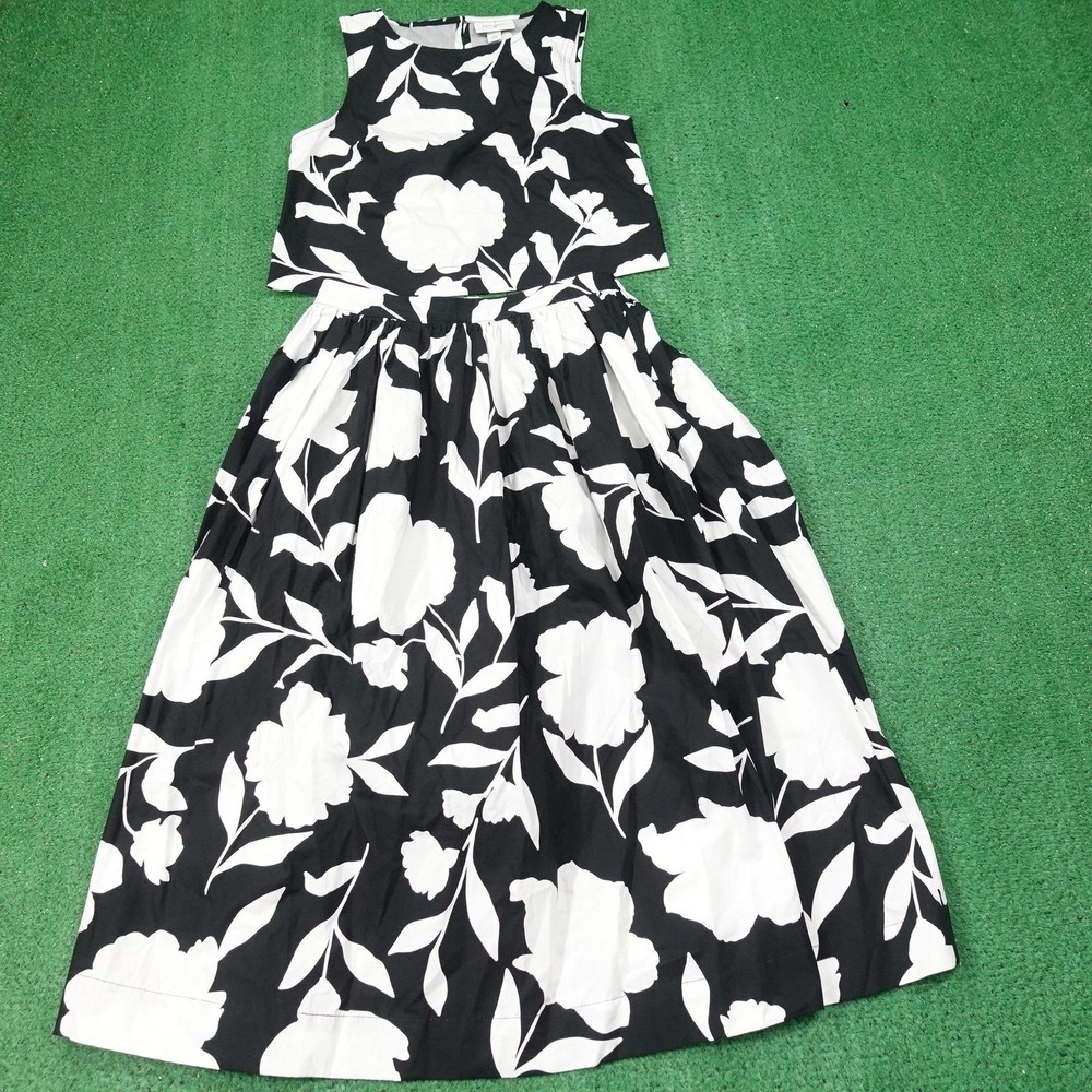 Kate Spade New York Outfit Set Womens S & XXS Black Floral Tank Skirt Cotton
